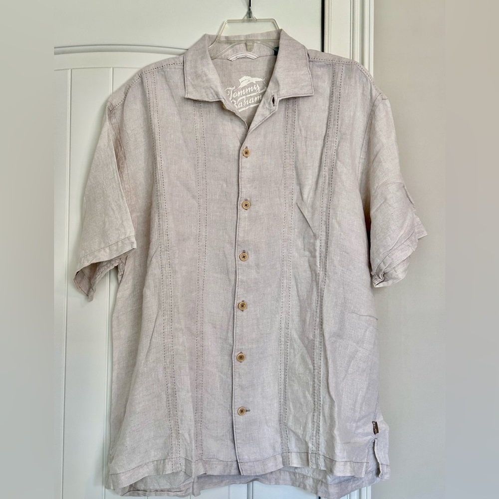 Tommy Bahama Men's Beige Short Sleeve Shirt